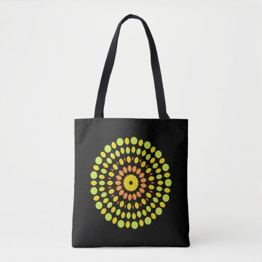 Circulaire citruskleuren tote bag (Voorkant)