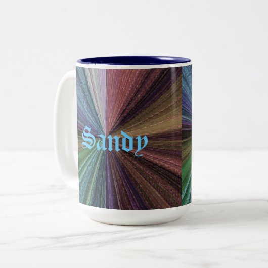 Circulaire gradiënt, regenboog tweekleurige koffiemok (Voorkant links)