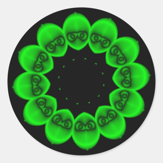 Circulaire Groene Buitenaardse Abstracte Ronde Sticker (Voorkant)