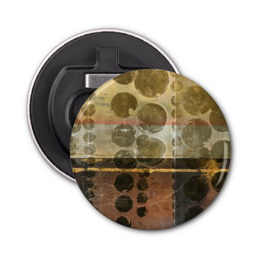 Circulaire groene druppeltjes button flesopener (Voorkant)