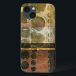 Circulaire groene druppeltjes Case-Mate iPhone case<br><div class="desc">Dit hedendaagse stuk is voorzien van ronde groene druppels. Een dunne gouden lijn kruist door het werk. Bestel vandaag uw afdruk!</div>