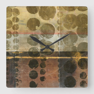 Circulaire groene druppeltjes vierkante klok