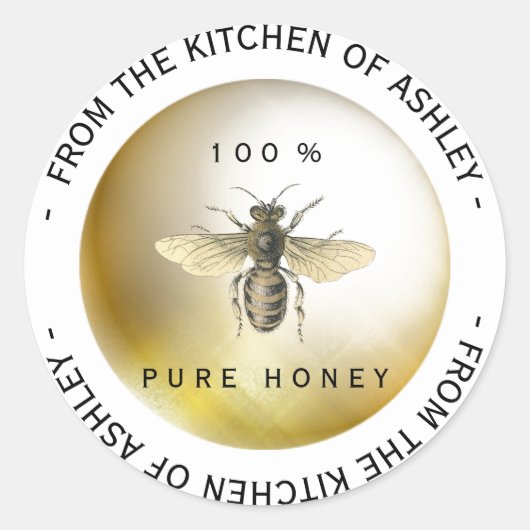 Circulaire Homemade Honey from Kitchen Name Bee Ronde Sticker (Voorkant)
