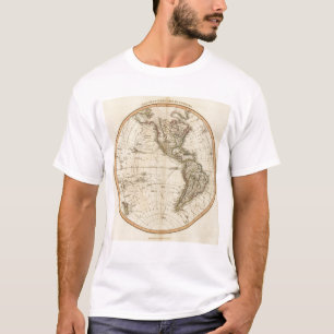 Circulaire kaart van het westerne halfrond t-shirt