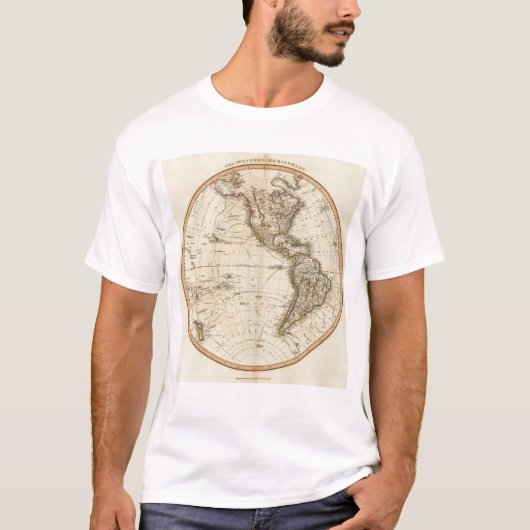 Circulaire kaart van het westerne halfrond t-shirt (Voorkant)
