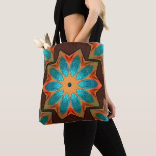 Circulaire kaleidoscoop in een mengsel van hout en tote bag