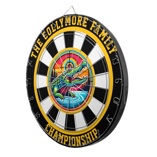 Circulaire krokodillenmeerkunst dartbord (Voorkant Rechts)