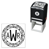 Circulaire Lijst Initialen ID431 Scrollwork Zelfinktende Stempel (In situ)