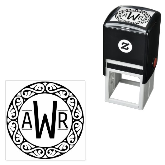 Circulaire Lijst Initialen ID431 Scrollwork Zelfinktende Stempel (In situ)