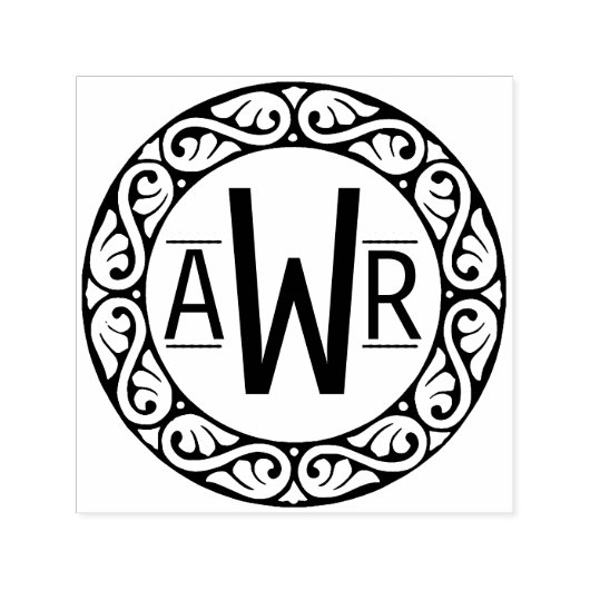 Circulaire Lijst Initialen ID431 Scrollwork Zelfinktende Stempel (Design)