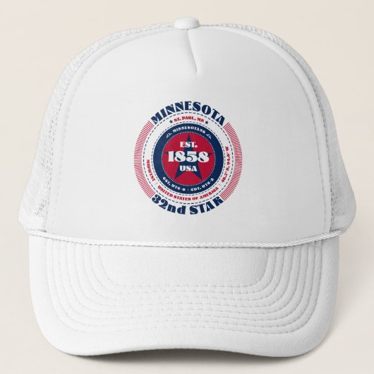 Circulaire Minnesota State Patriotic Trucker Hat Trucker Pet (Voorkant)