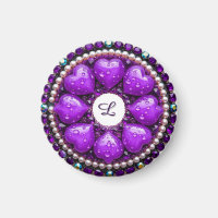 Circulaire paarse sieraden broche met hart