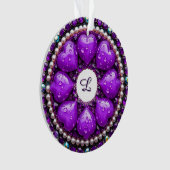 Circulaire paarse sieraden broche met hart ornament (voorkant)