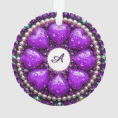 Circulaire paarse sieraden broche met hart ornament (achterkant)