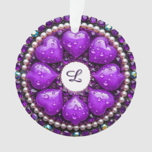 Circulaire paarse sieraden broche met hart ornament