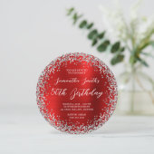Circulaire Silver Glitter Red Folie 50e verjaardag Kaart (Staand voorkant)