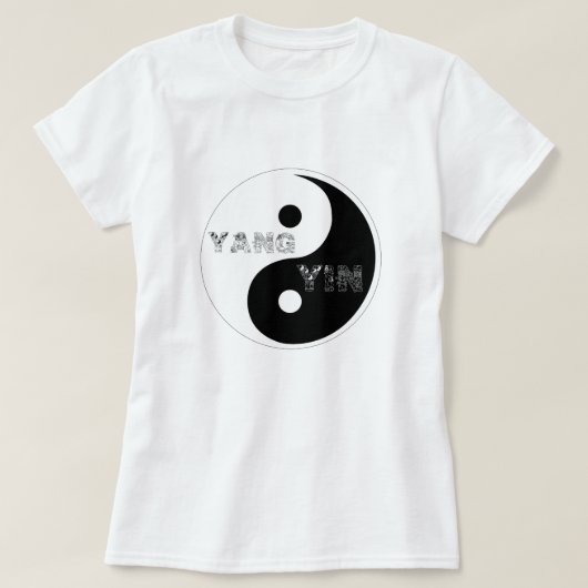 Circulaire Taijitu Yin en Yang symbool op wit T-shirt (Design voorkant)