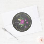 Circulaire tekst Chalkboard Floral Wedding Dank u Ronde Sticker (Envelop)