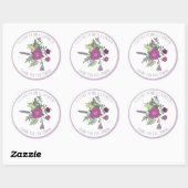 Circulaire tekst en stripe Floral bruiloft Harteli Ronde Sticker (Vel)