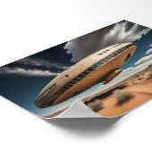 Circulaire UFO over de woestijn Poster (Hoek)
