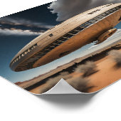 Circulaire UFO over woestijn Poster (Hoek)
