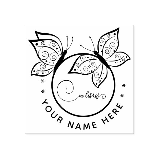 Circulaire vlinder ex libris stempel (Afrduk)