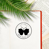 Circulaire vlinder ex libris stempel