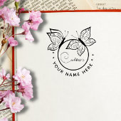 Circulaire vlinder ex libris stempel