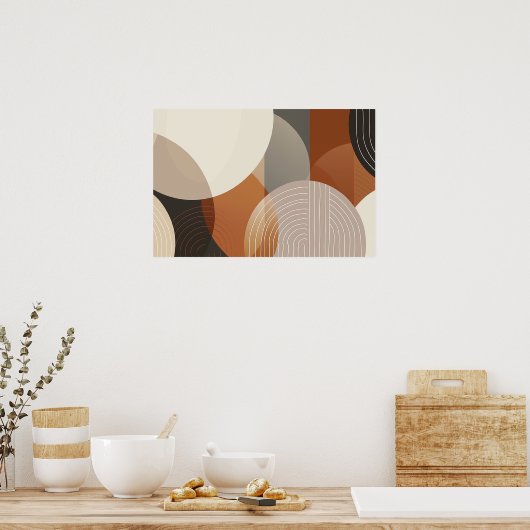 Circulaire vormen met lijnen met tekstruimte poster (Keuken)