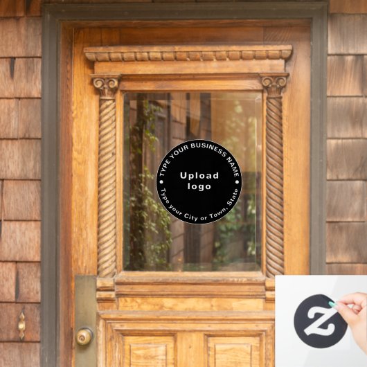 Circulaire Zakelijk Merk Teksten op Zwart Raamsticker (Huis Deur)