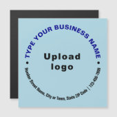 Circulaire zakelijke teksten, lichtblauwe magnetis (Voorkant / Achterkant)