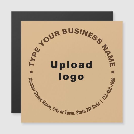 Circulaire zakelijke teksten, lichtbruine magnetis (Voorkant / Achterkant)