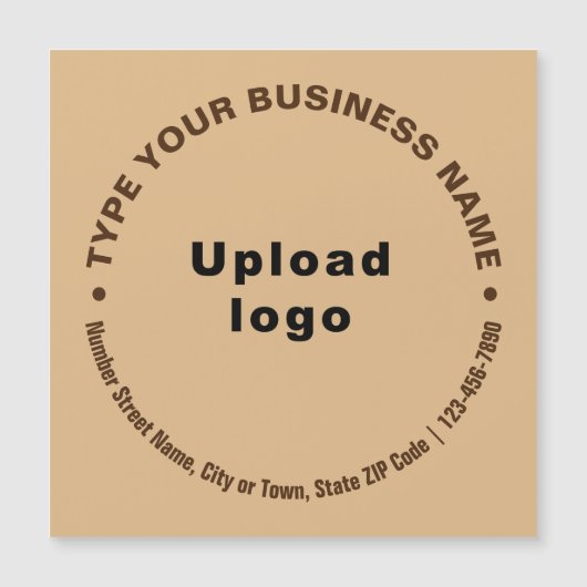 Circulaire zakelijke teksten, lichtbruine magnetis (Voorkant)