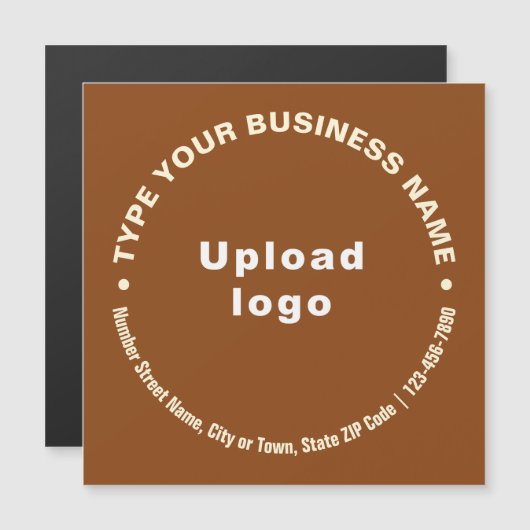 Circulaire Zakelijke Teksten op Bruine Magnetische (Voorkant / Achterkant)