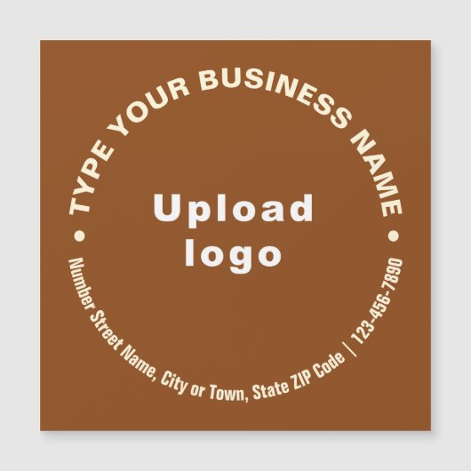 Circulaire Zakelijke Teksten op Bruine Magnetische (Voorkant)