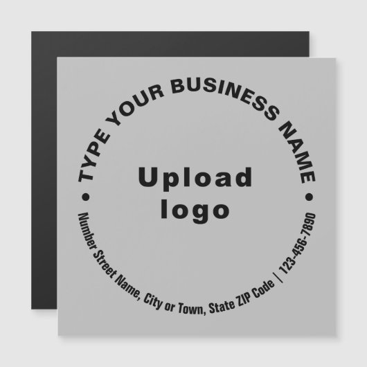 Circulaire zakelijke teksten op grijze magnetische (Voorkant / Achterkant)