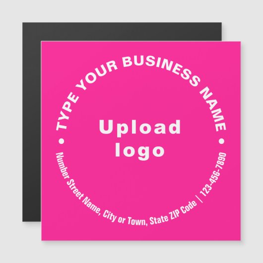 Circulaire zakelijke teksten op roze magnetische K (Voorkant / Achterkant)