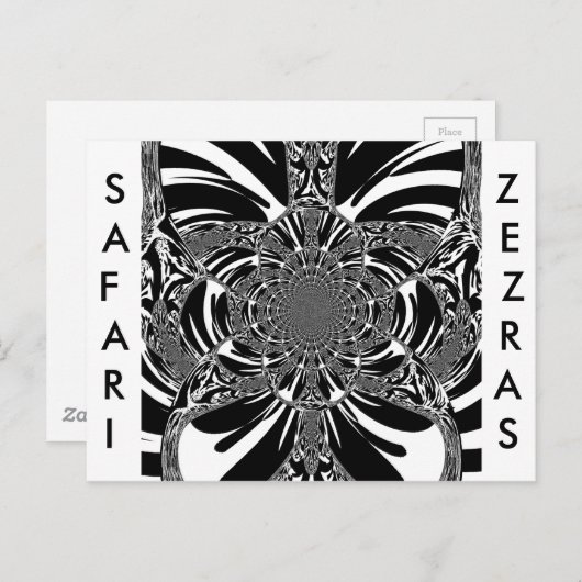 Circulaire Zebra Kaleidoscoop Art Print Briefkaart (Voorkant / Achterkant)