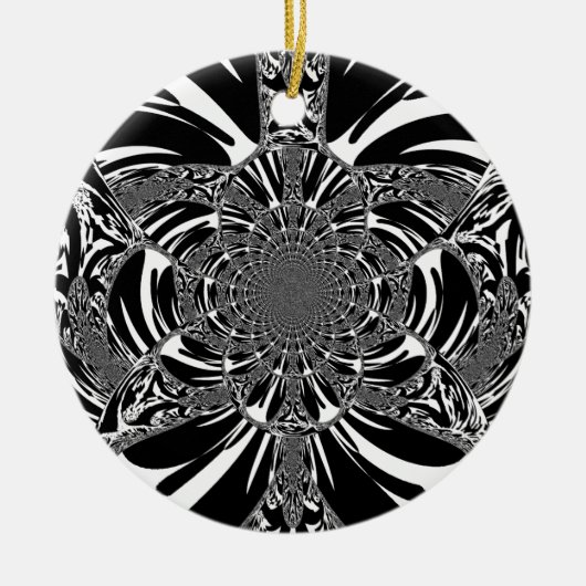 Circulaire Zebra Kaleidoscoop Art Print Keramisch Ornament (Voorkant)