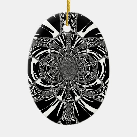 Circulaire Zebra Kaleidoscoop Art Print Keramisch Ornament (Voorkant)