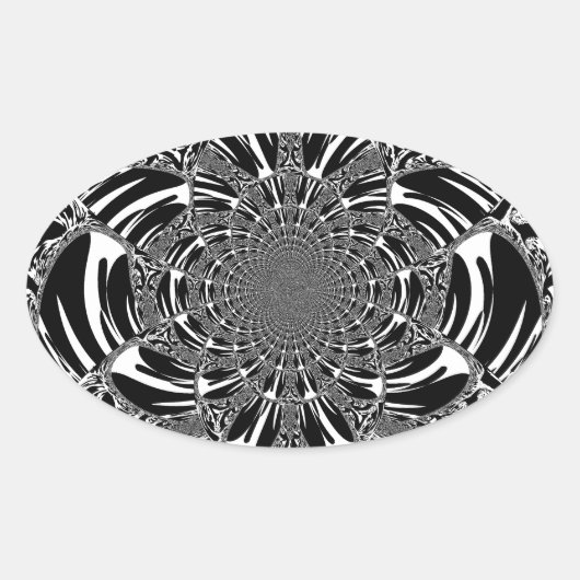 Circulaire Zebra Kaleidoscoop Art Print Ovale Sticker (Voorkant)