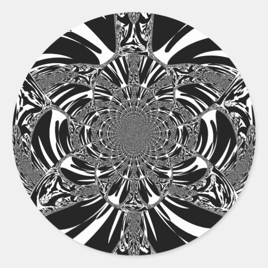 Circulaire Zebra Kaleidoscoop Art Print Ronde Sticker (Voorkant)
