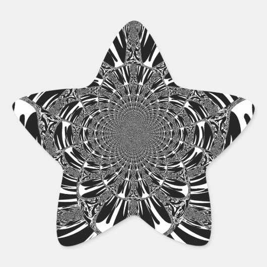 Circulaire Zebra Kaleidoscoop Art Print Ster Sticker (Voorkant)