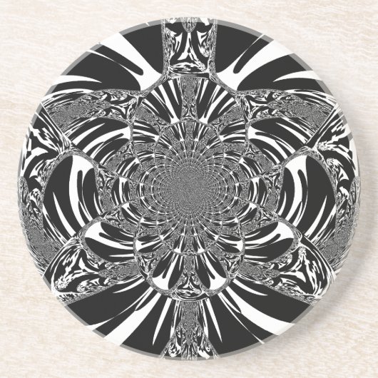 Circulaire Zebra Kaleidoscoop Art Print Zandsteen Onderzetter (Voorkant)