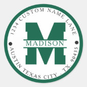 Circular address labels,monogram address labels (Voorkant)