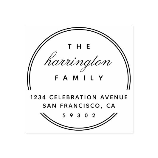 Circular Border Script Family Return-adres Rubberstempel (Afrduk)