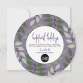 Circular Calendar Business Logo Paarse Groet Feestdagenkaart (Achterkant)