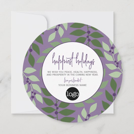 Circular Calendar Business Logo Paarse Groet Feestdagenkaart (Achterkant)