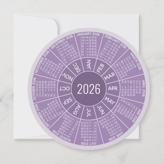 Circular Calendar Business Logo Paarse Groet Feestdagenkaart (Voorkant)