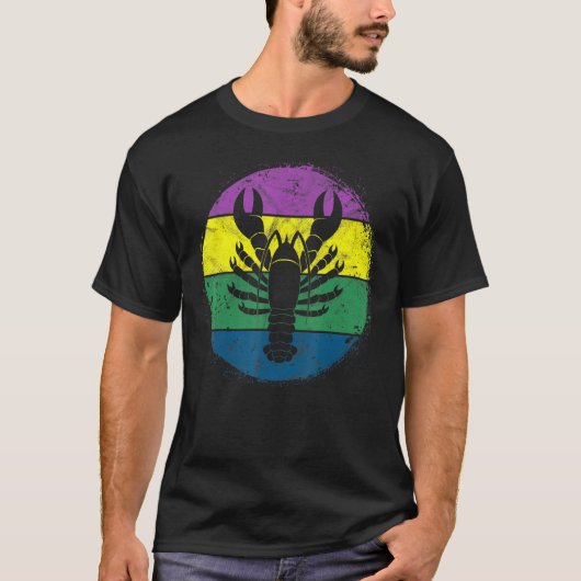Circular Crawfish Silhouette Crab Mardi Gras Masqu T-shirt (Voorkant)